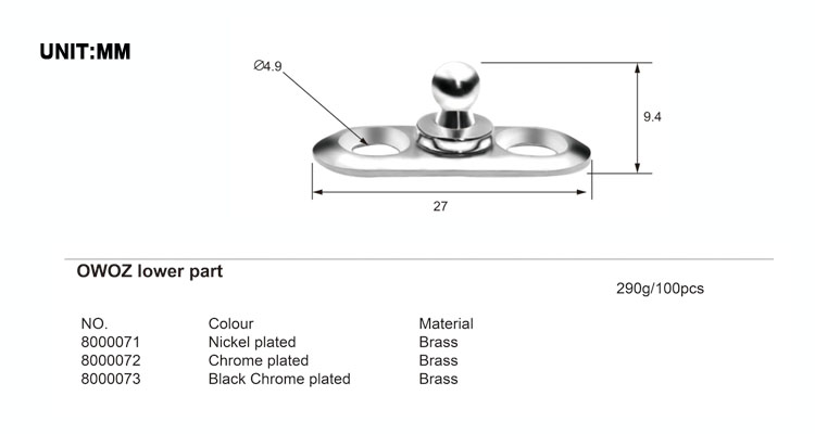 OWOZ-8000071/2/3 Size Chart